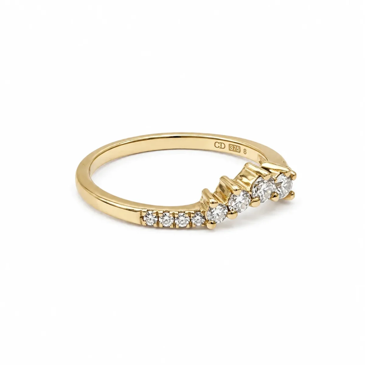 9ct Yellow Gold Lab-Grown Diamond Curved Wishbone Ring 0.30ct EF/VS - AURG8789YG