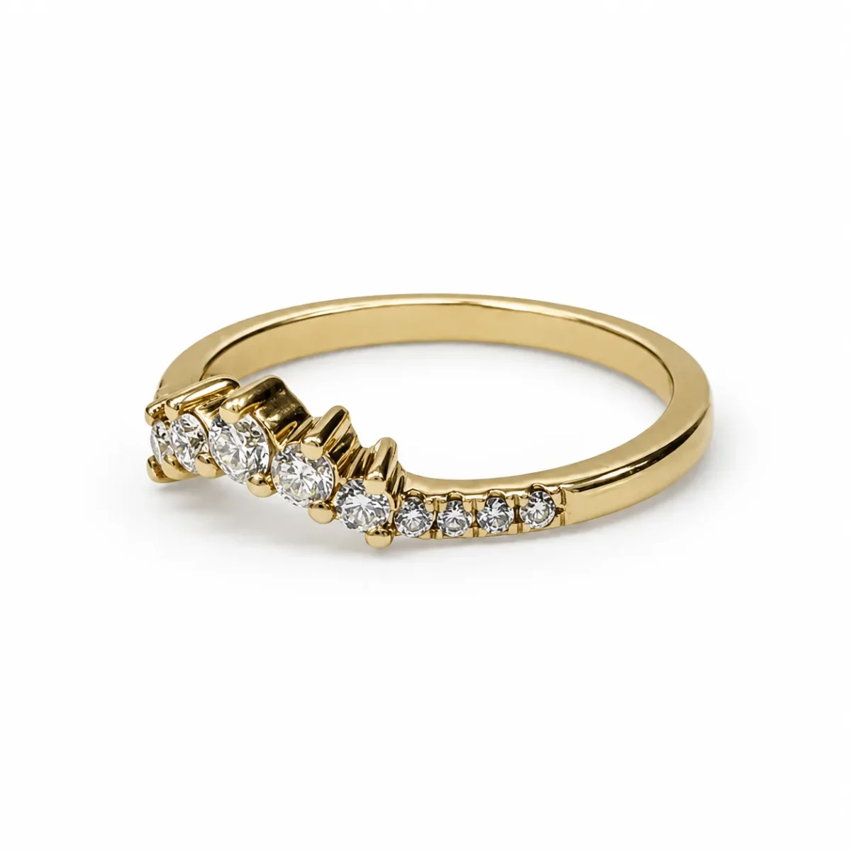 9ct Yellow Gold Lab-Grown Diamond Curved Wishbone Ring 0.30ct EF/VS - AURG8789YG
