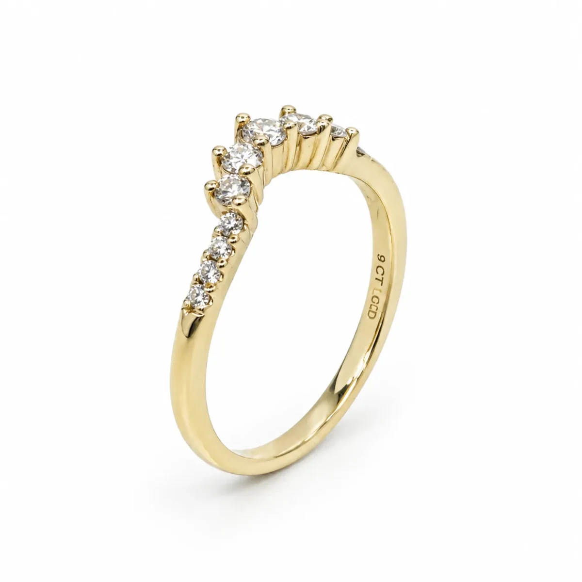 9ct Yellow Gold Lab-Grown Diamond Curved Wishbone Ring 0.30ct EF/VS - AURG8789YG