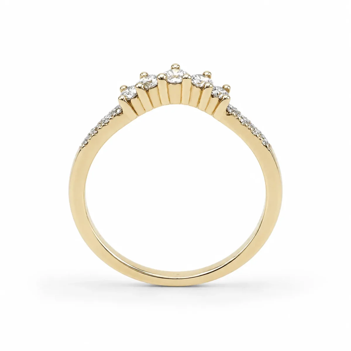 9ct Yellow Gold Lab-Grown Diamond Curved Wishbone Ring 0.30ct EF/VS - AURG8789YG