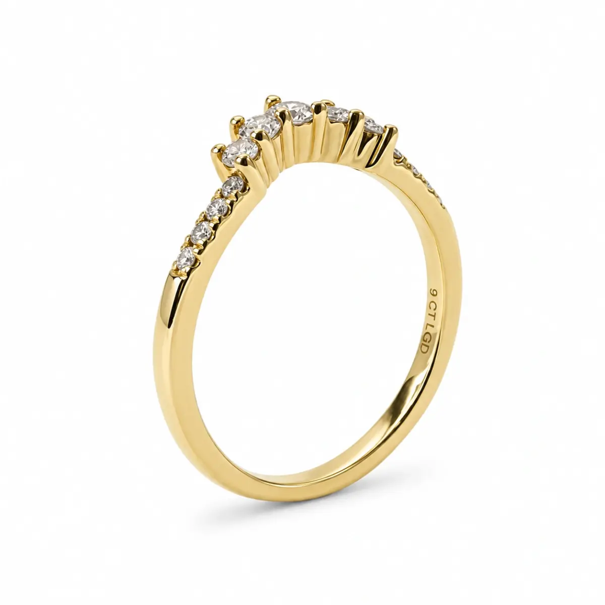 9ct Yellow Gold Lab-Grown Diamond Curved Wishbone Ring 0.30ct EF/VS - AURG8789YG