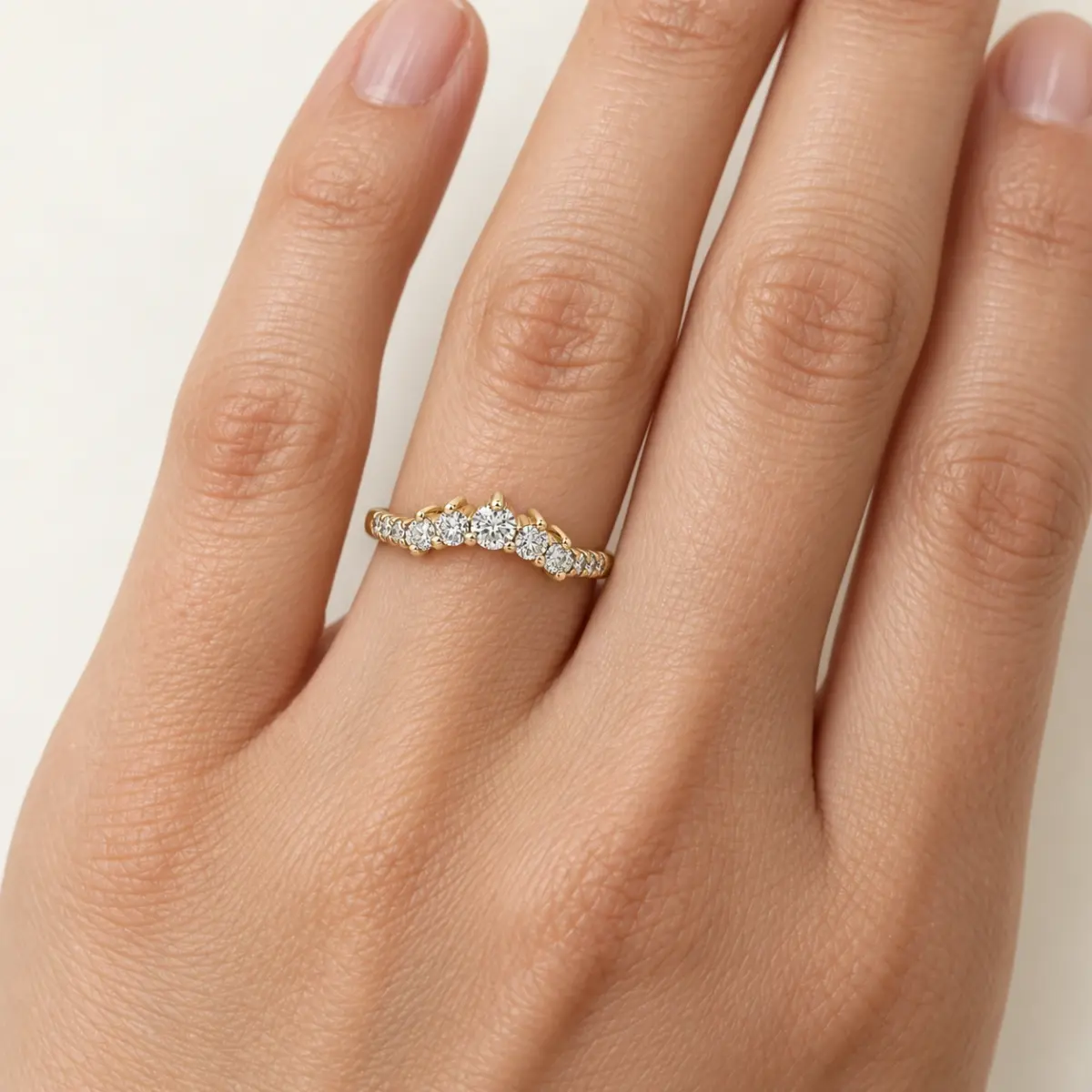 9ct Yellow Gold Lab-Grown Diamond Curved Wishbone Ring 0.30ct EF/VS - AURG8789YG