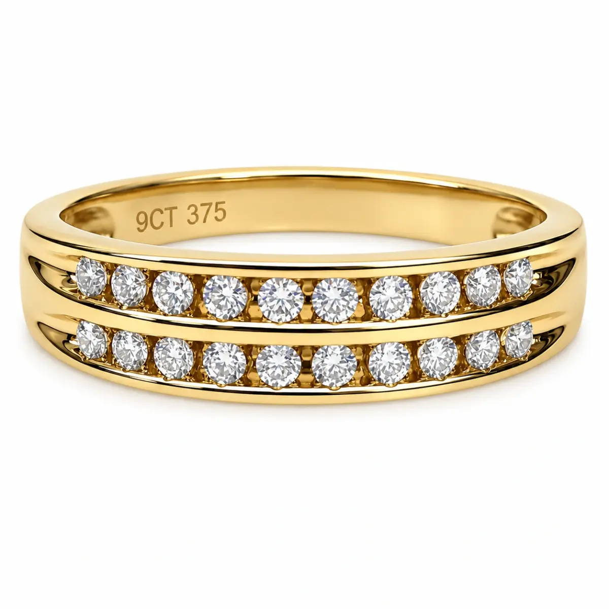 9ct Yellow Gold Lab Grown Diamond Double Channel Ring 0.25ct - AURG2883