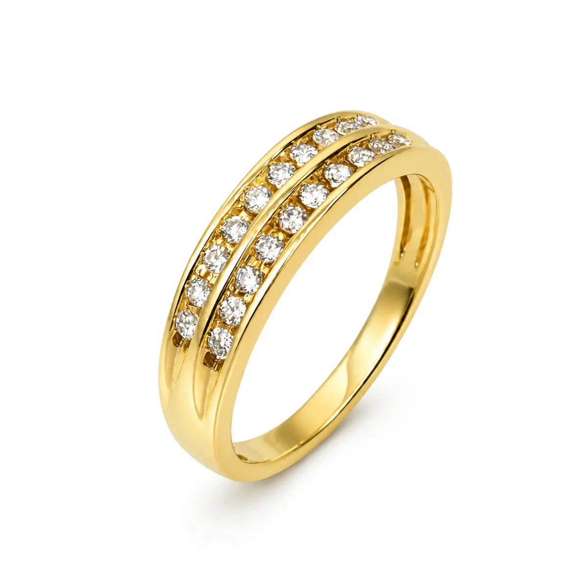 9ct Yellow Gold Lab Grown Diamond Double Channel Ring 0.25ct - AURG2883