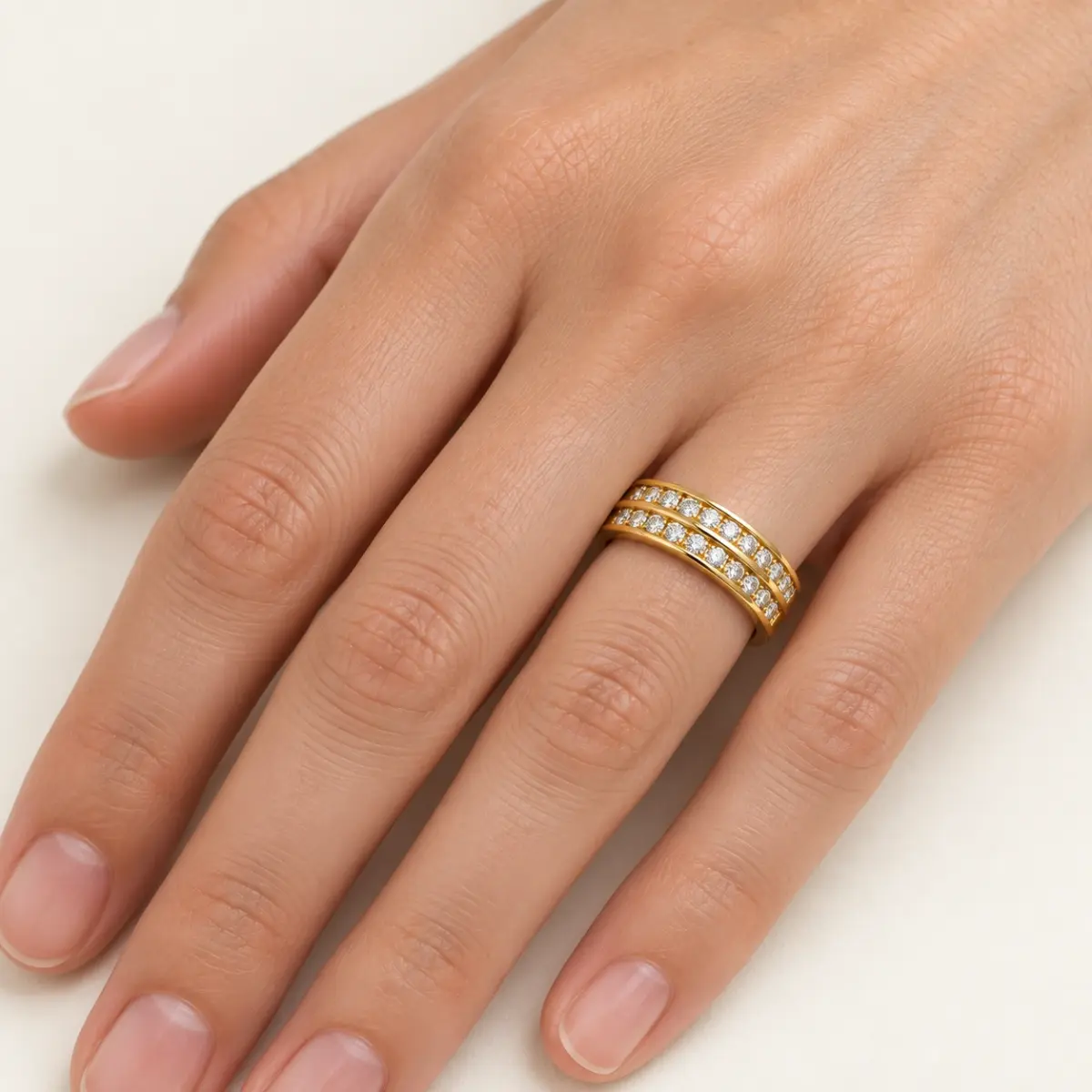 9ct Yellow Gold Lab Grown Diamond Double Channel Ring 0.25ct - AURG2883
