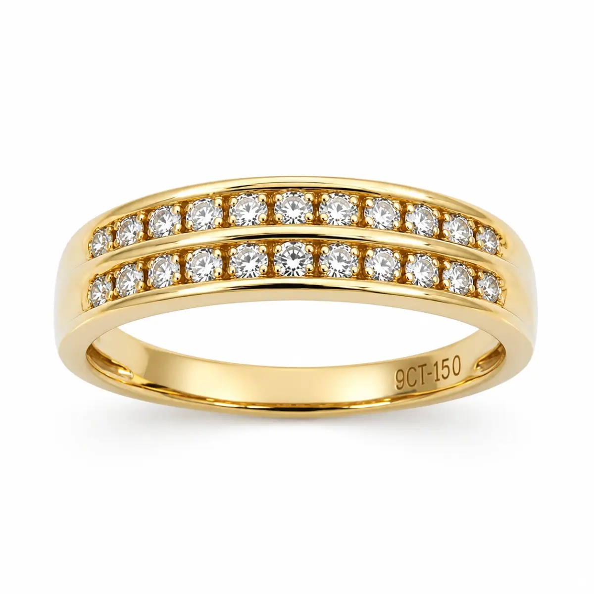 9ct Yellow Gold Lab Grown Diamond Double Channel Ring 0.25ct - AURG2883