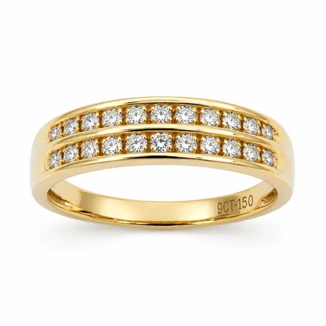 9ct Yellow Gold Lab Grown Diamond Double Channel Ring 0.25ct - AURG2883