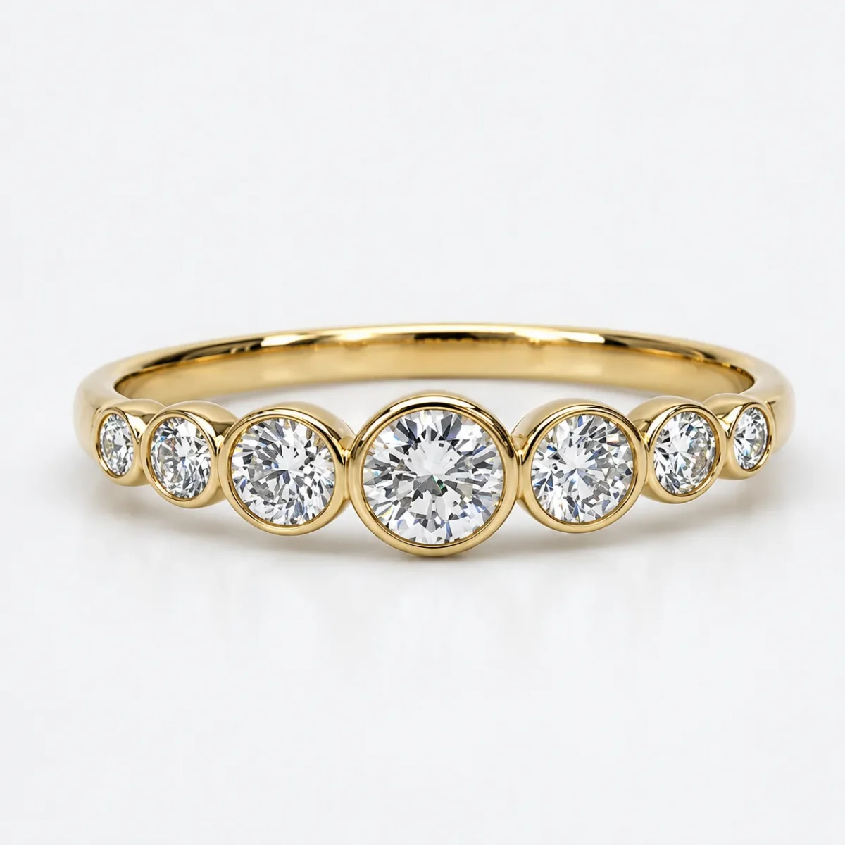 9ct Yellow Gold Lab-Grown Diamond Graduated Bezel Set Ring – 0.48ct TDW - AURG4095L