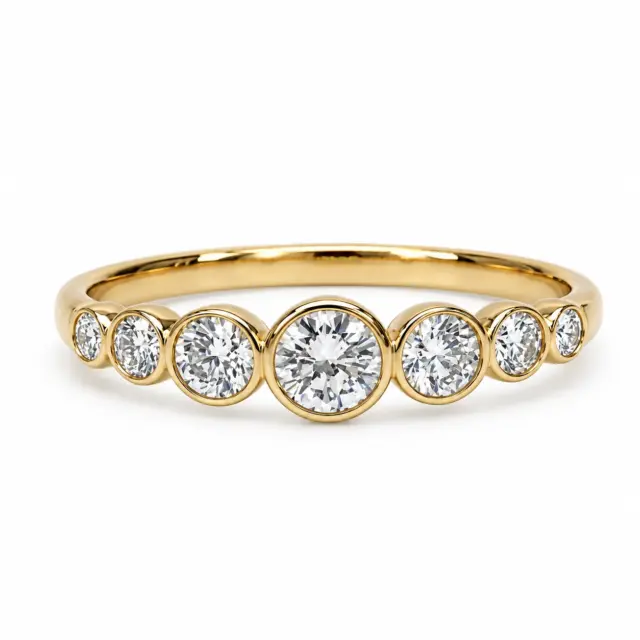 9ct Yellow Gold Lab-Grown Diamond Graduated Bezel Set Ring – 0.48ct TDW - AURG4095L