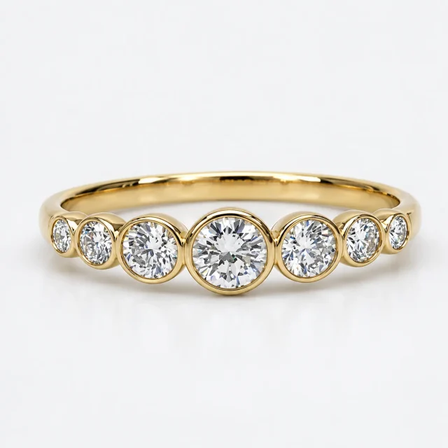 9ct Yellow Gold Lab-Grown Diamond Graduated Bezel Set Ring – 0.48ct TDW - AURG4095L