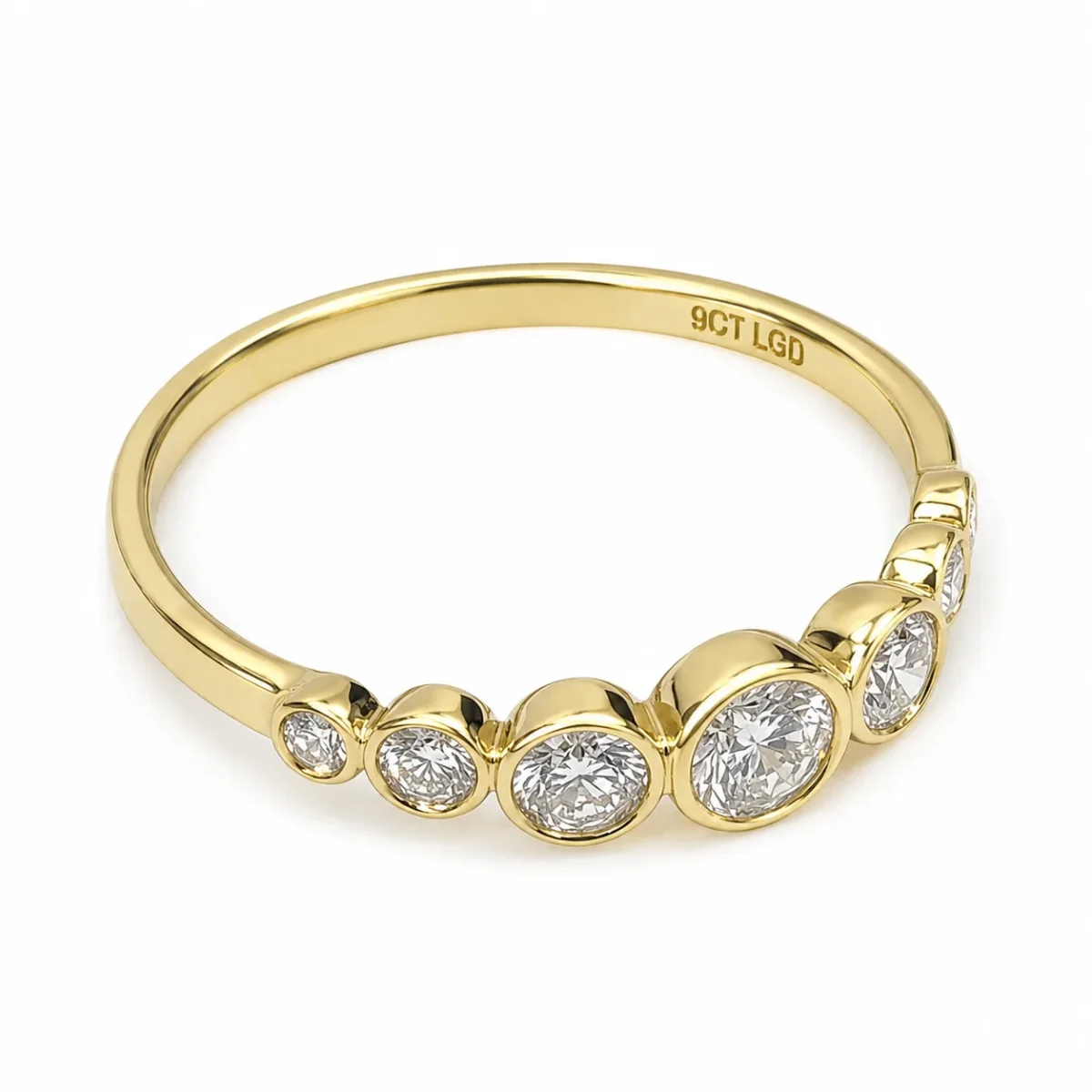 9ct Yellow Gold Lab-Grown Diamond Graduated Bezel Set Ring – 0.48ct TDW - AURG4095L