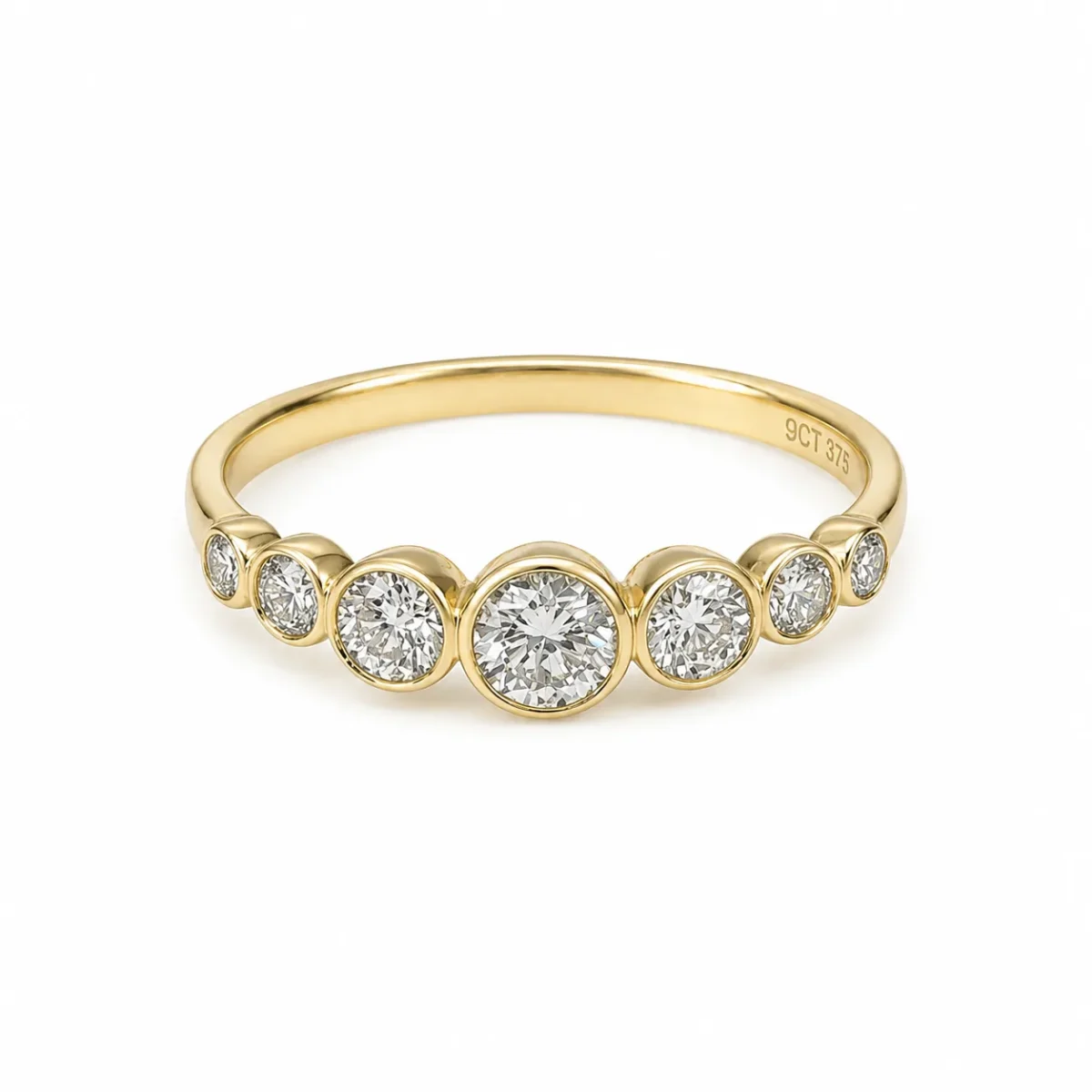 9ct Yellow Gold Lab-Grown Diamond Graduated Bezel Set Ring – 0.48ct TDW - AURG4095L