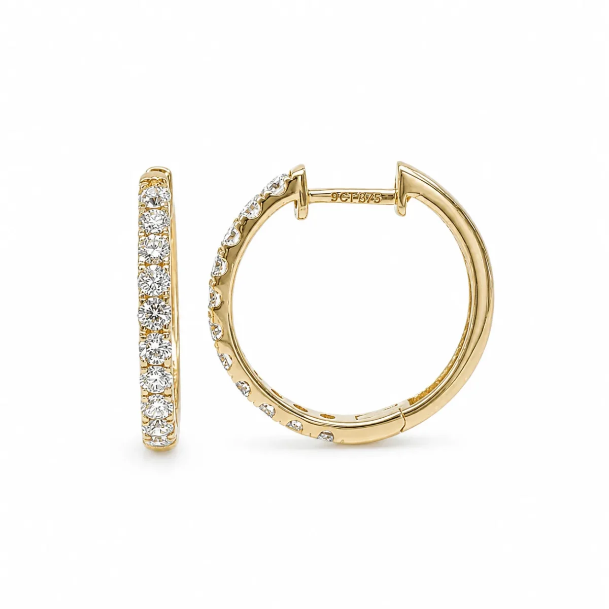 9ct Yellow Gold Lab-Grown Diamond Hoop Earrings 1.00ct TDW EF/VS – 17mm