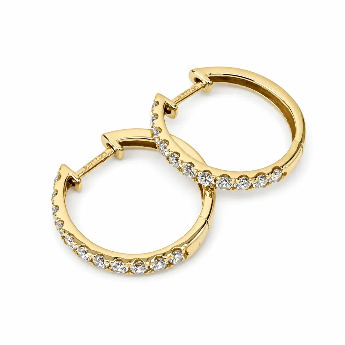 9ct Yellow Gold Lab-Grown Diamond Hoop Earrings 1.00ct TDW EF/VS – 17mm