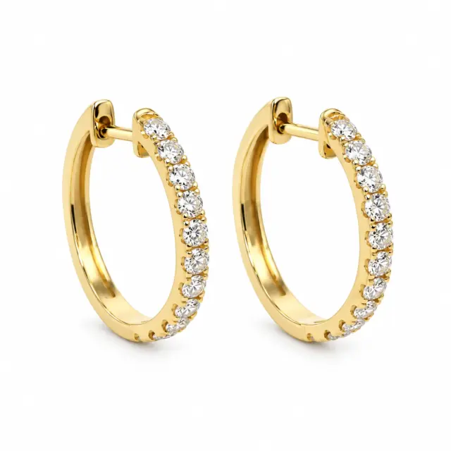 9ct Yellow Gold Lab-Grown Diamond Hoop Earrings 1.00ct TDW EF/VS – 17mm