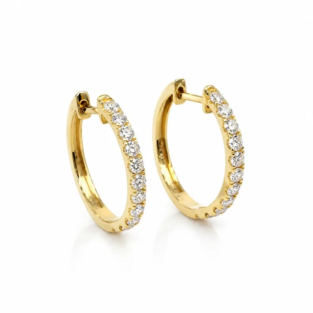 9ct Yellow Gold Lab-Grown Diamond Hoop Earrings 1.00ct TDW EF/VS – 17mm