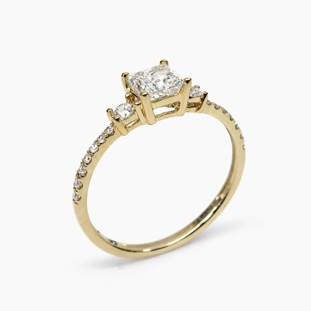 9ct Yellow Gold Lab Grown Diamond Princess Cut Engagement Ring 1.06ct TDW - AURG1280