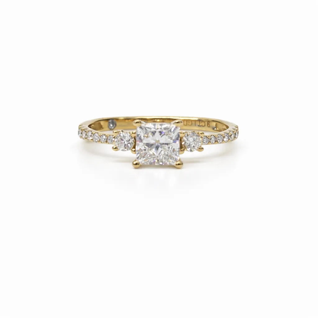 9ct Yellow Gold Lab Grown Diamond Princess Cut Engagement Ring 1.06ct TDW - AURG1280