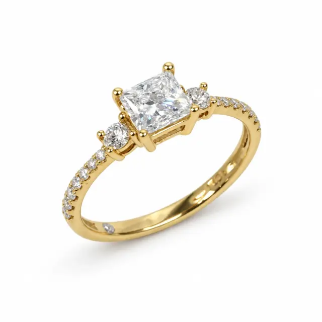 9ct Yellow Gold Lab Grown Diamond Princess Cut Engagement Ring 1.06ct TDW - AURG1280