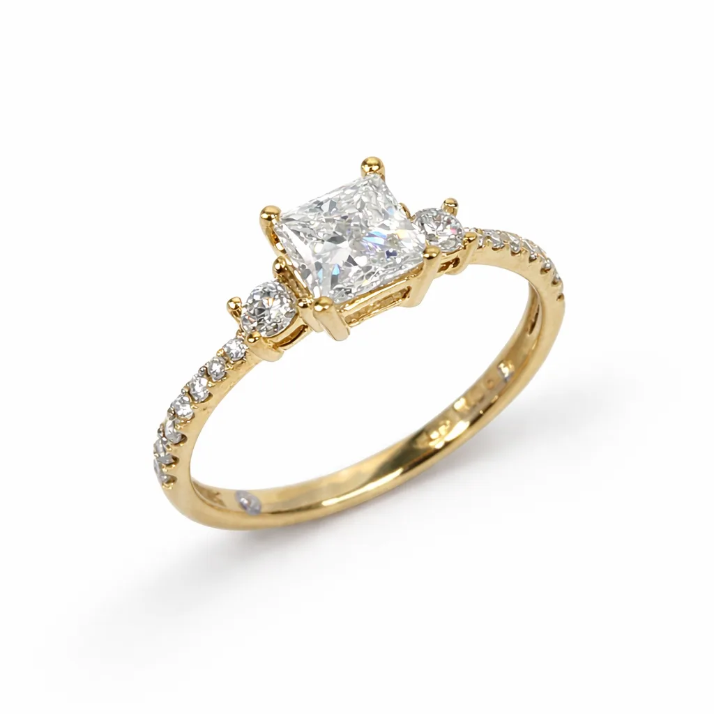 9ct Yellow Gold Lab Grown Diamond Princess Cut Engagement Ring 1.06ct TDW - AURG1280
