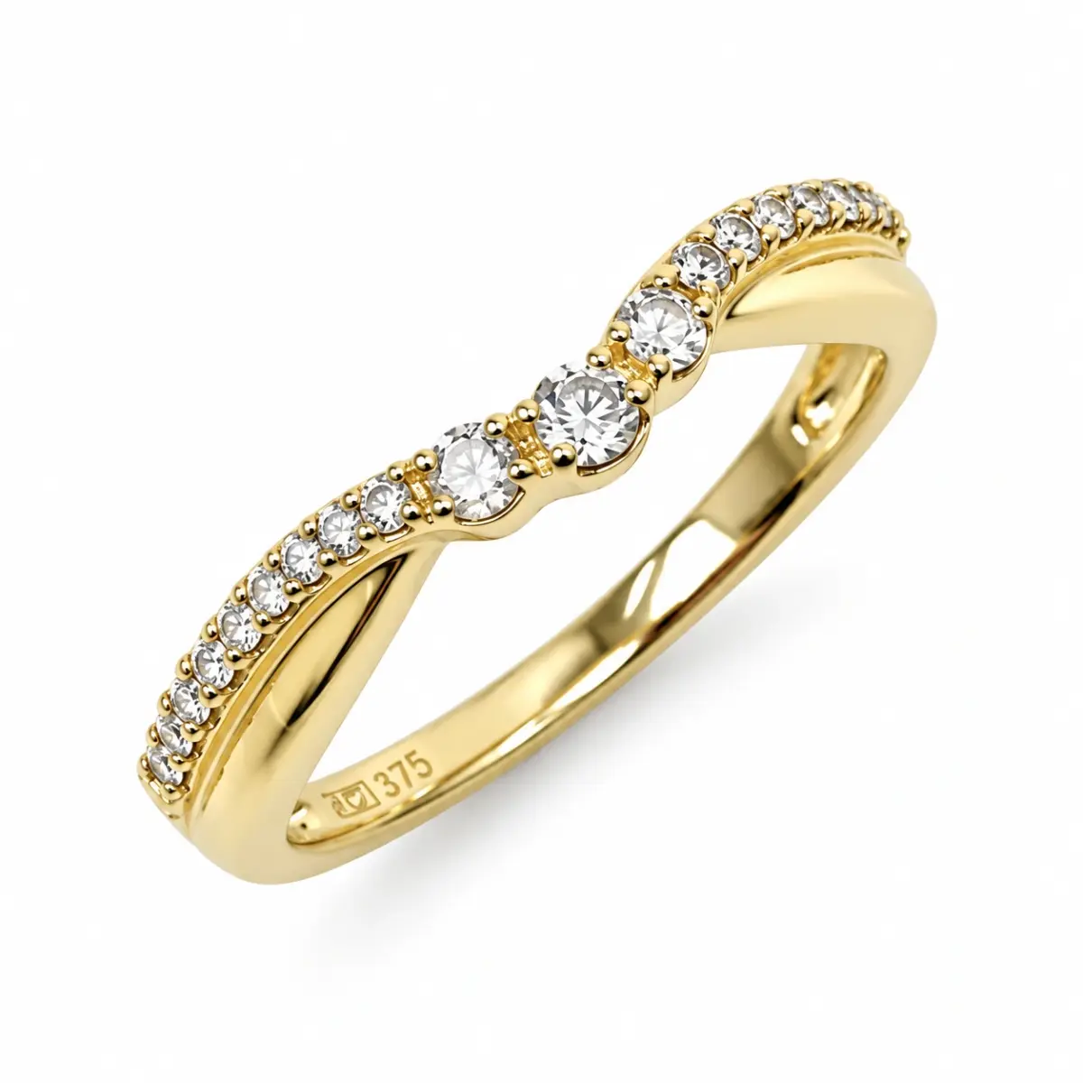 9ct Yellow Gold Lab-Grown Diamond Wishbone Ring 0.27ct EF/VS - AURG1262
