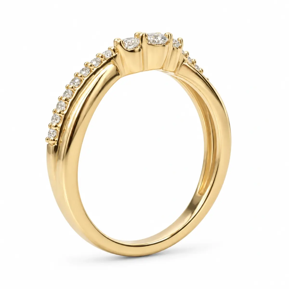 9ct Yellow Gold Lab-Grown Diamond Wishbone Ring 0.27ct EF/VS - AURG1262