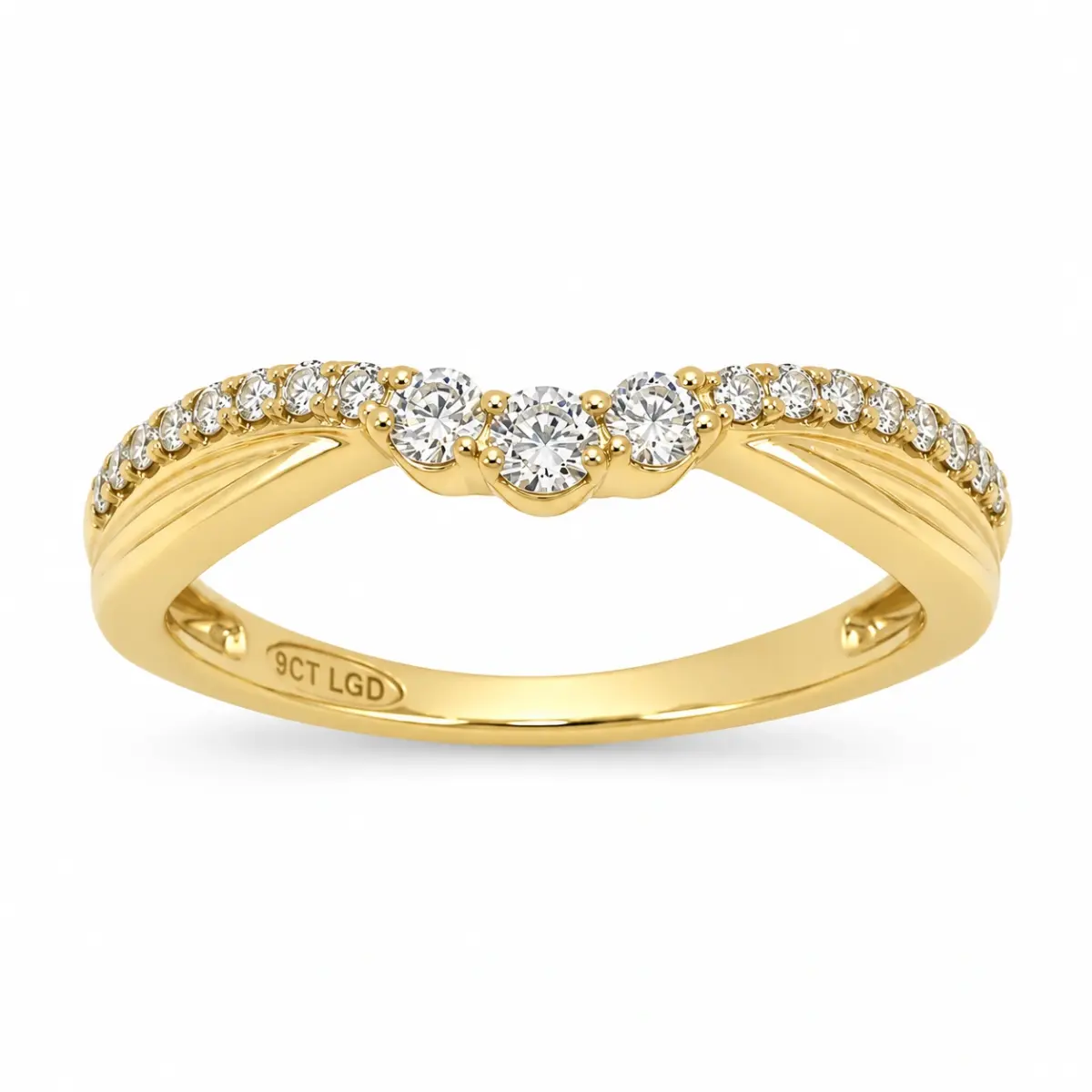 9ct Yellow Gold Lab-Grown Diamond Wishbone Ring 0.27ct EF/VS - AURG1262