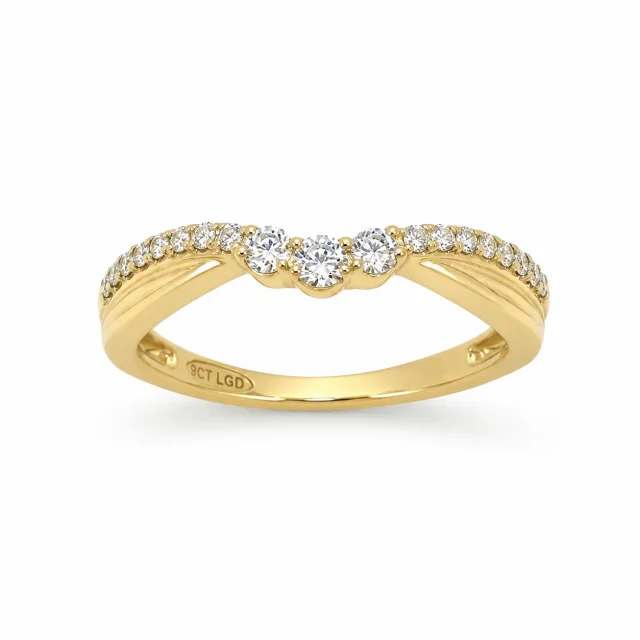 9ct Yellow Gold Lab-Grown Diamond Wishbone Ring 0.27ct EF/VS - AURG1262