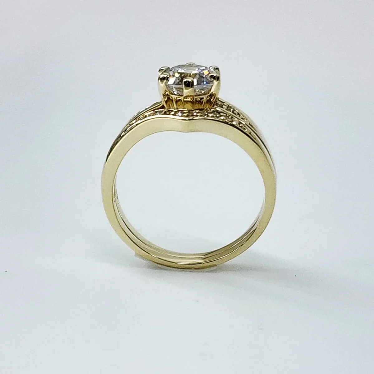 9ct Yellow Gold Ladies 2 Piece Cubic Ziconia Bridal Set Ring - SOR1011AB
