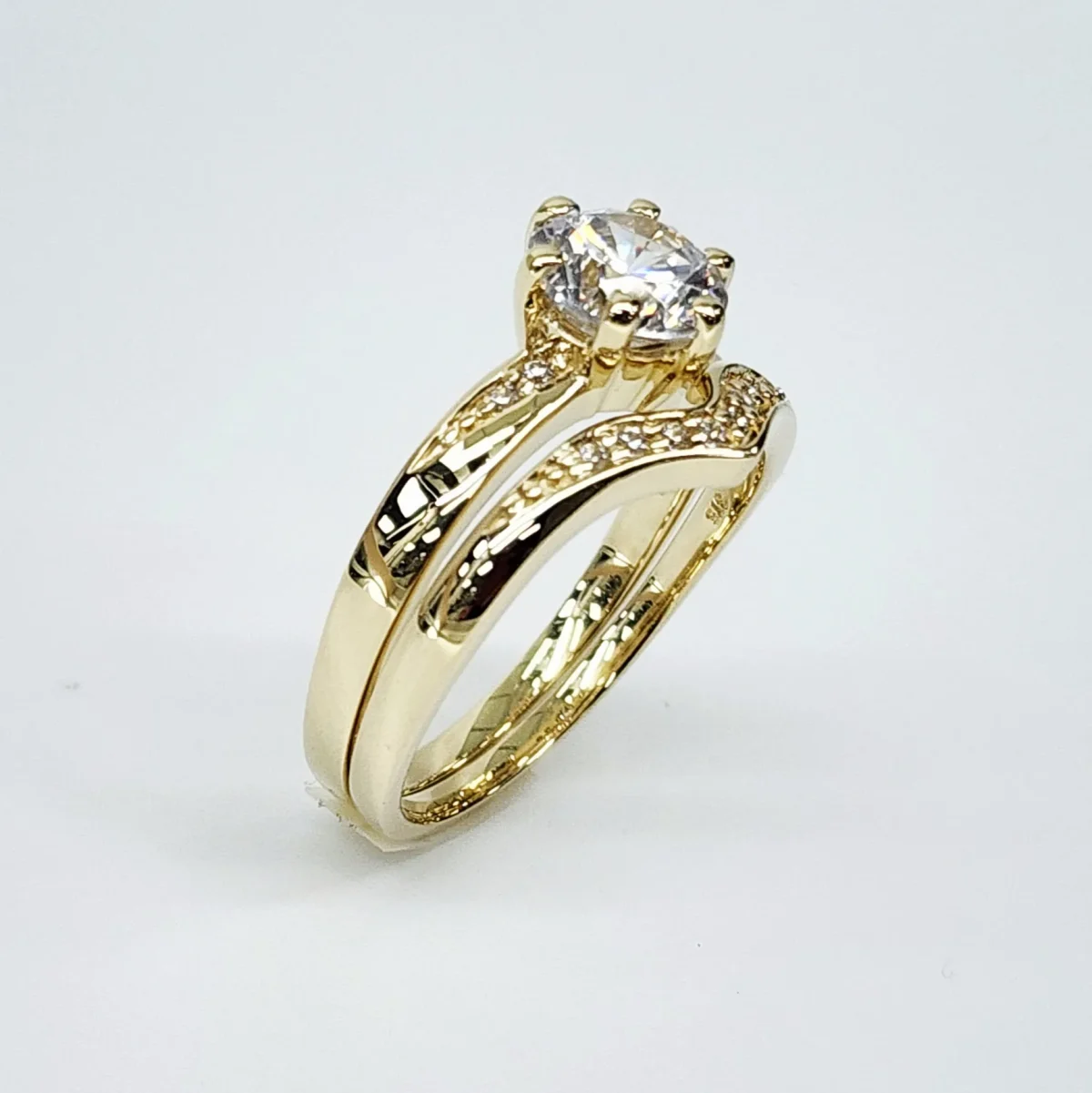 9ct Yellow Gold Ladies 2 Piece Cubic Ziconia Bridal Set Ring - SOR1011AB