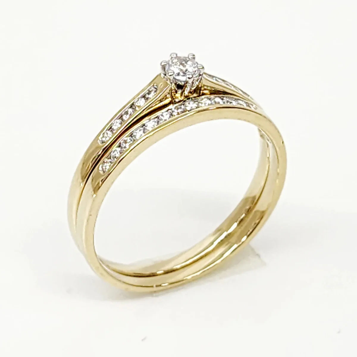 9ct Yellow Gold Ladies 2 Piece Cubic Ziconia Bridal / Wedding Set