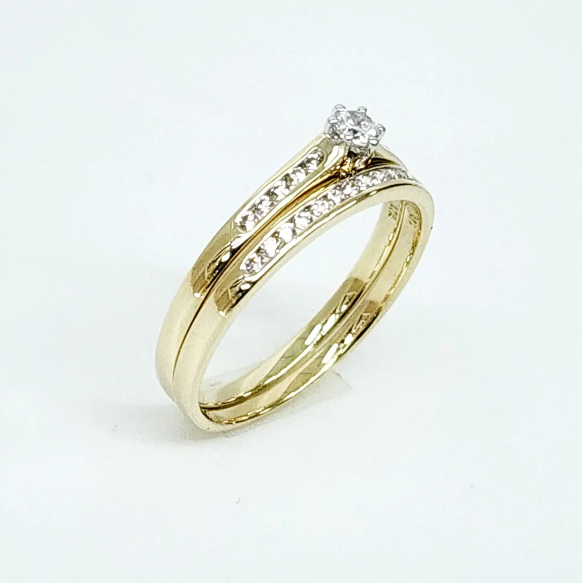 9ct Yellow Gold Ladies 2 Piece Cubic Ziconia Bridal / Wedding Set