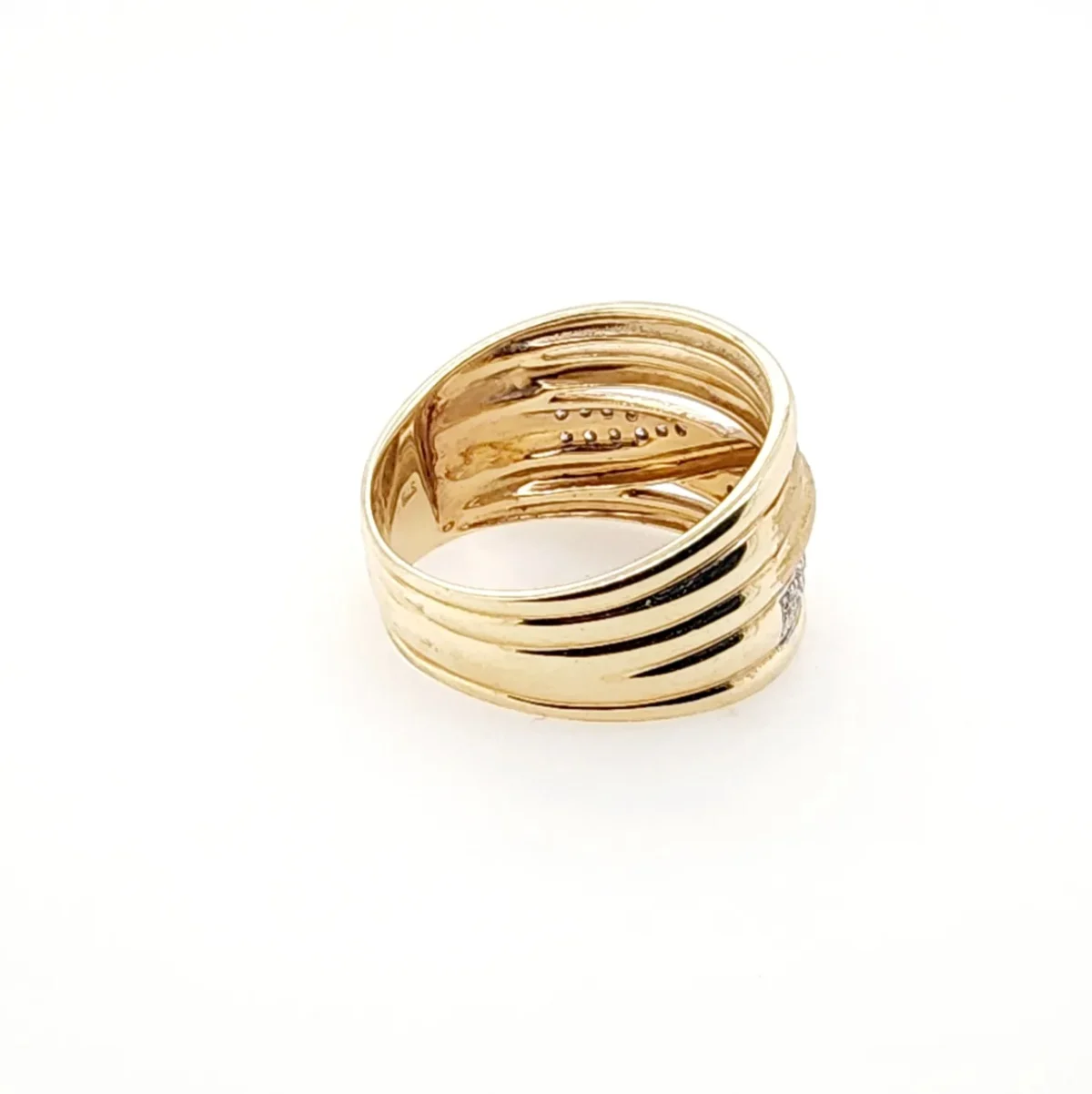 9ct Yellow Gold Ladies Crossover Diamond Ring With 0.22ct Diamond Setting