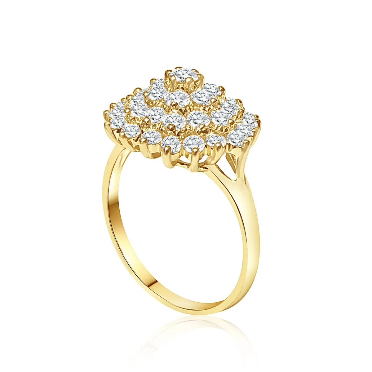9ct Yellow Gold Large Cluster Ring with Cubic Zirconia Setting