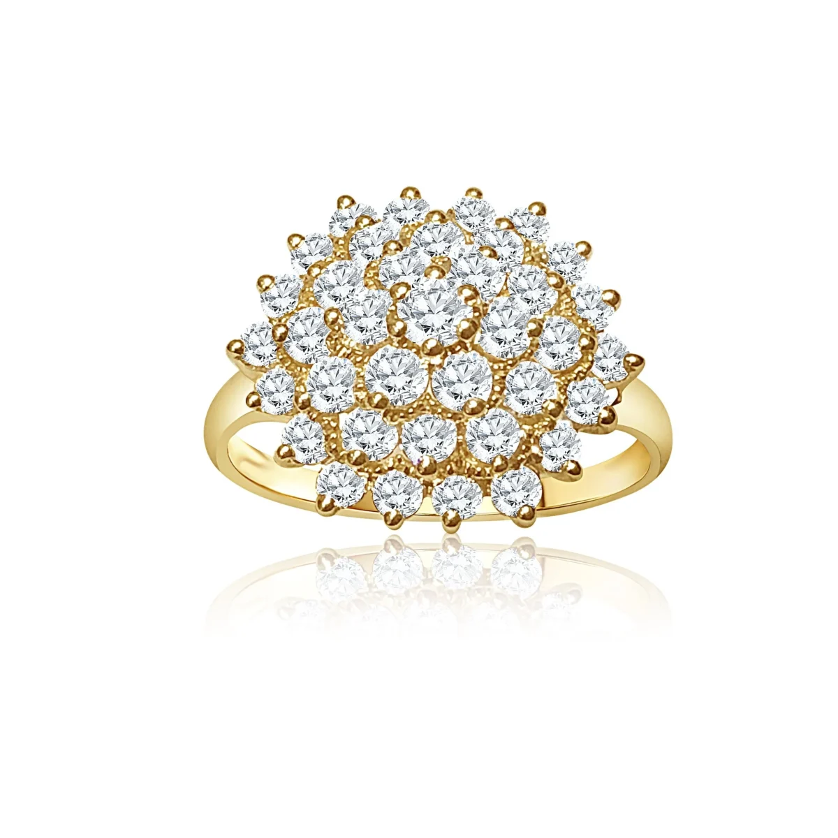 9ct Yellow Gold Large Cluster Ring with Cubic Zirconia Setting
