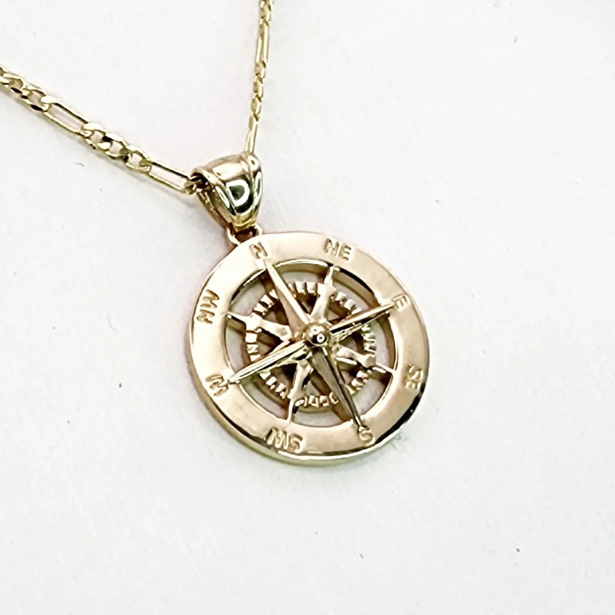 9ct Yellow Gold Large Compass Pendant, Journey to Follow Your Heart