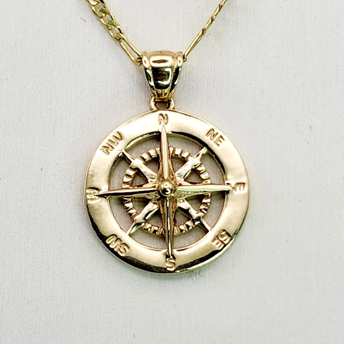 9ct Yellow Gold Large Compass Pendant, Journey to Follow Your Heart