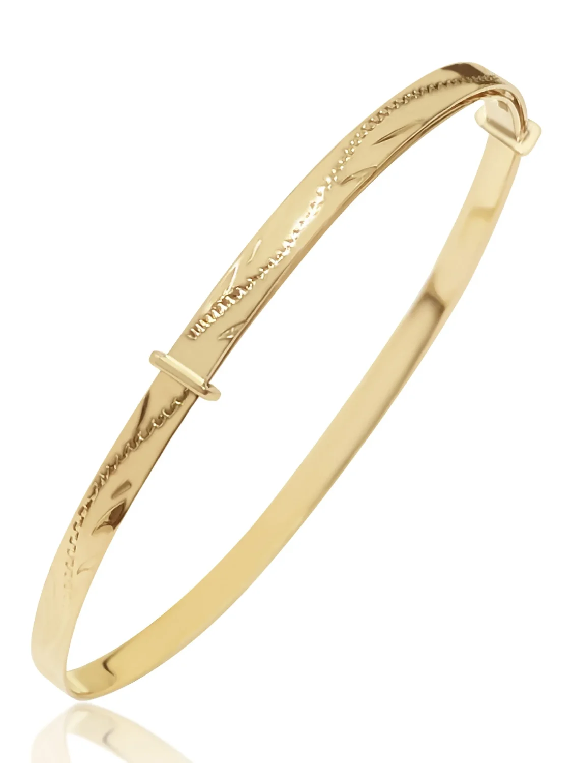 9ct Yellow Gold Large Engraved Expanding Bangle