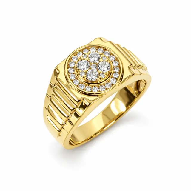 9ct Yellow Gold Mens Diamond Ring 0.50ct Lab Grown Diamond Cluster Ring 11.20mm - AURG1927