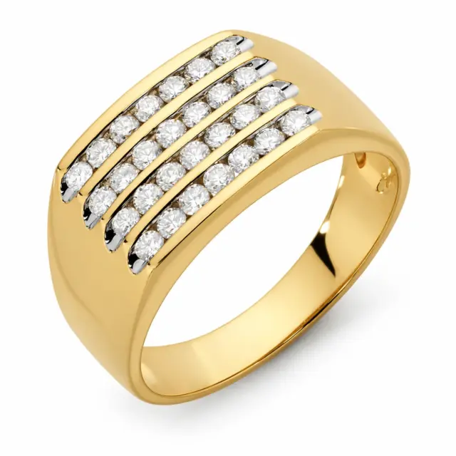 9ct Yellow Gold Men's Ring with 1 Carat TW of Diamonds