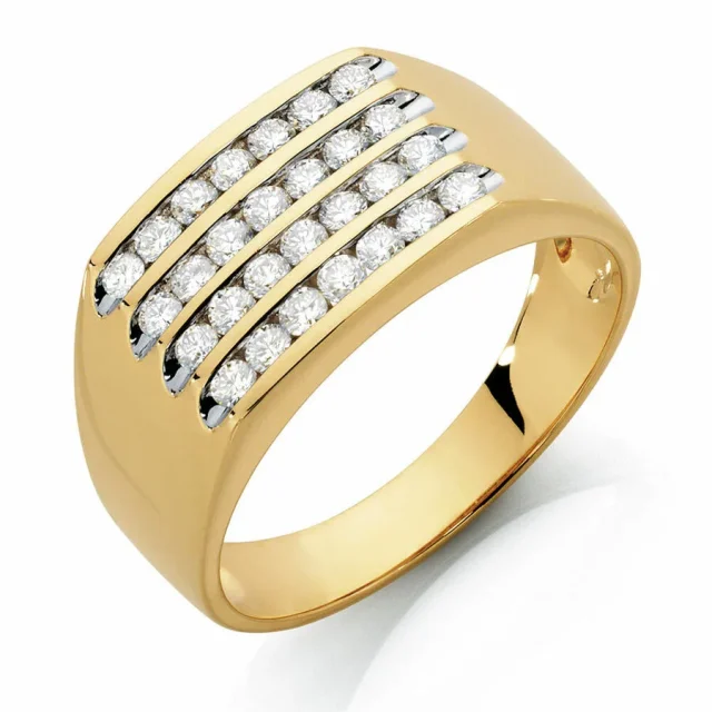 9ct Yellow Gold Men's Ring with 1 Carat TW of Diamonds
