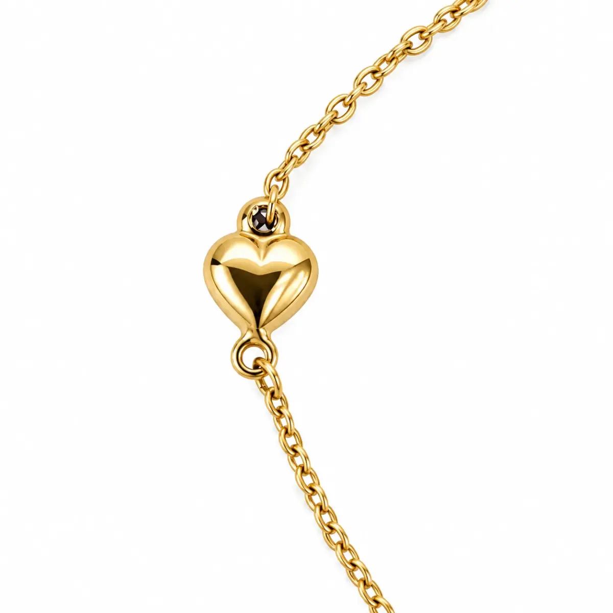 9ct Yellow Gold Miraculous Mary Medal & Puff Heart Adjustable Bracelet 18cm - 1931.9BR