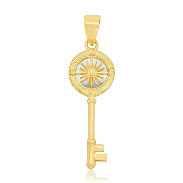 9ct Yellow Gold Mother of Pearl Compass Key Pendant