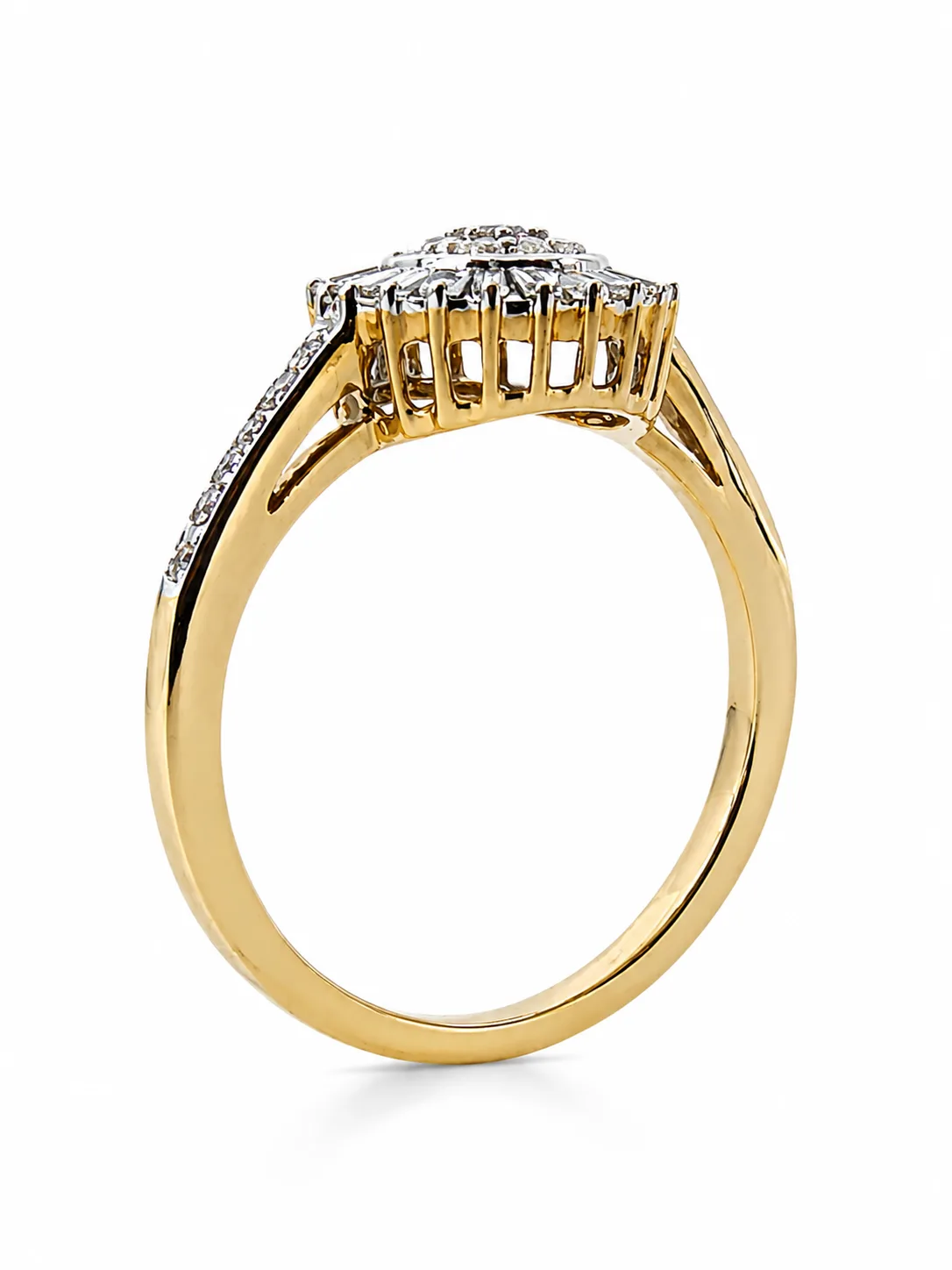 9ct Yellow Gold Natural Diamond Cluster Halo Ring – 0.45ct Total Diamond Weight - 9YR9337