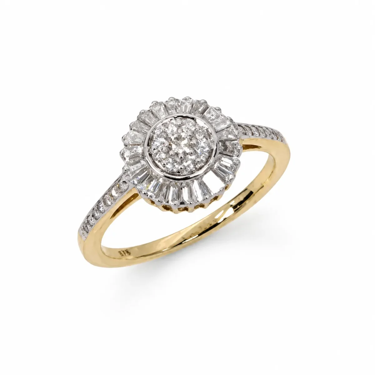 9ct Yellow Gold Natural Diamond Cluster Halo Ring – 0.45ct Total Diamond Weight - 9YR9337
