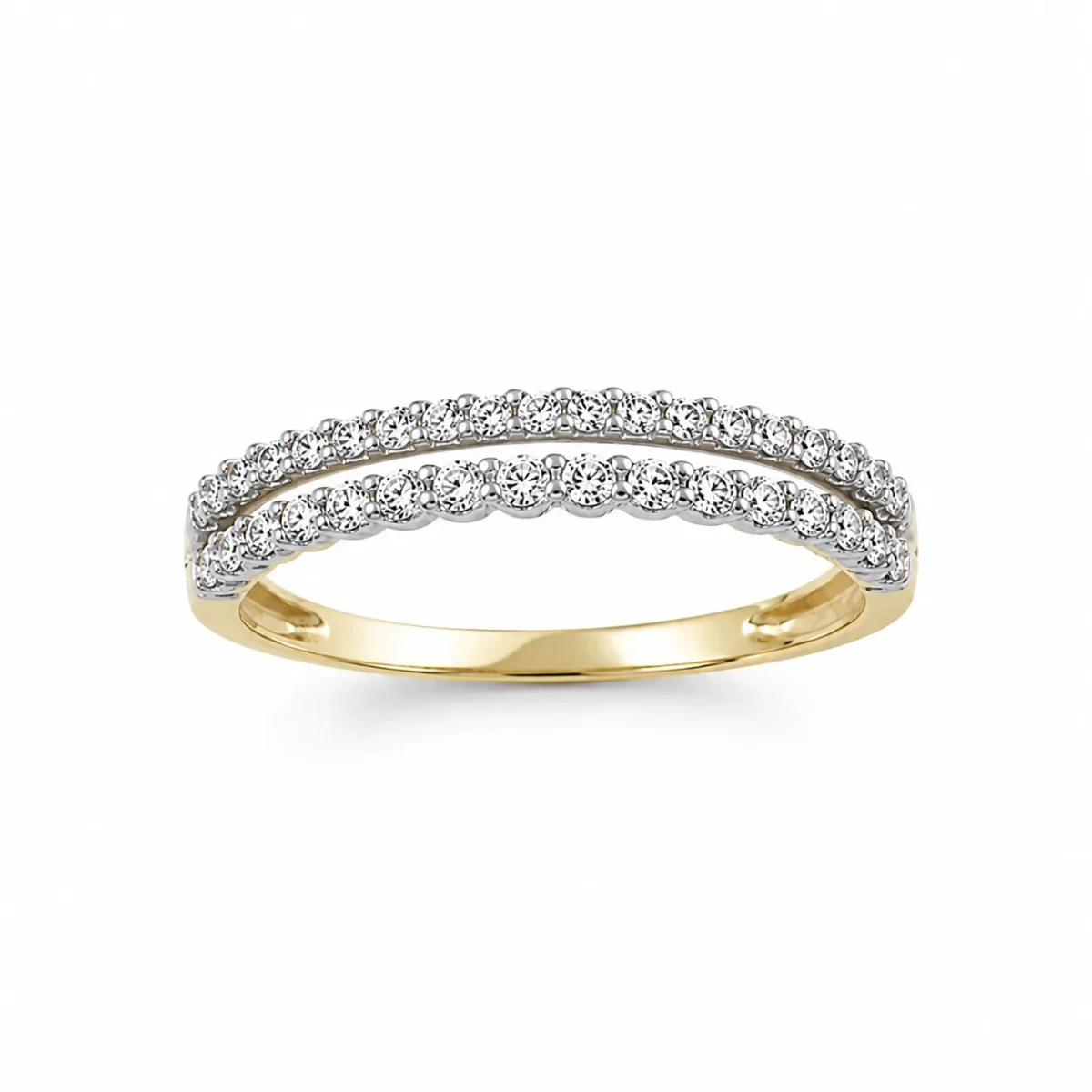 9ct Yellow Gold Natural Diamond Double Row Ring – 0.14ct Diamond - AJR29904