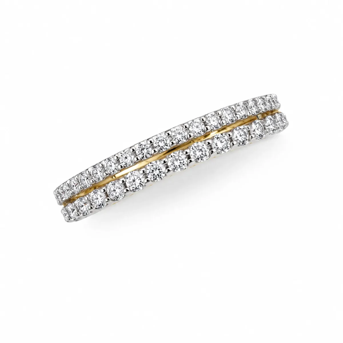 9ct Yellow Gold Natural Diamond Double Row Ring – 0.14ct Diamond - AJR29904