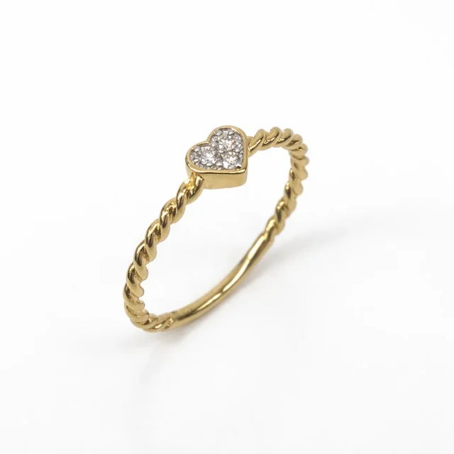 9ct Yellow Gold Natural Diamond Heart Ring – 0.07ct GH SI Diamond Cluster Twist Band - AURG1213