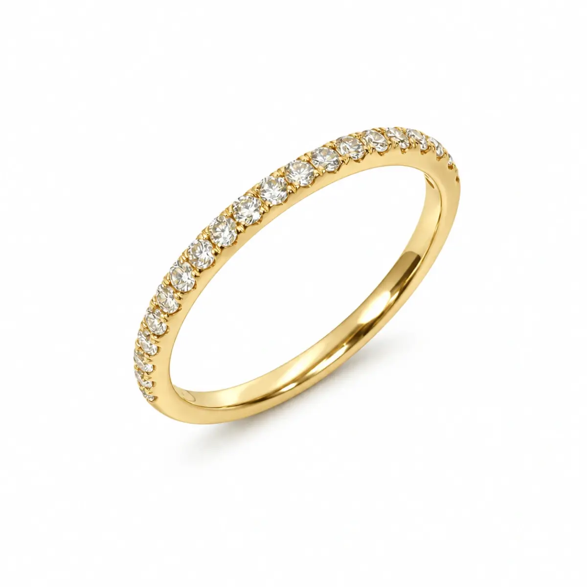 9ct Yellow Gold Natural Diamond Ring 0.29ct – 19 Round Cut Claw Set Band - AURG1994