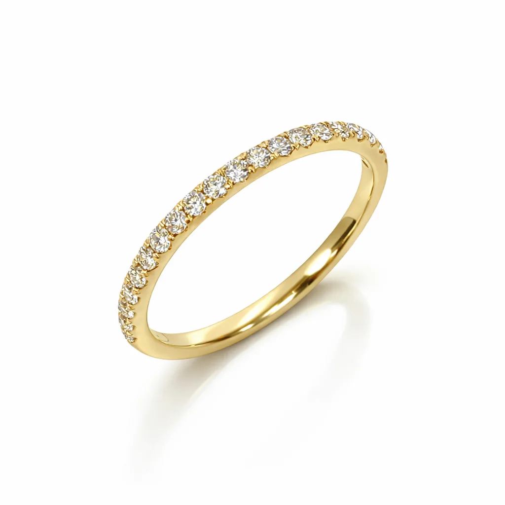 9ct Yellow Gold Natural Diamond Ring 0.29ct – 19 Round Cut Claw Set Band - AURG1994